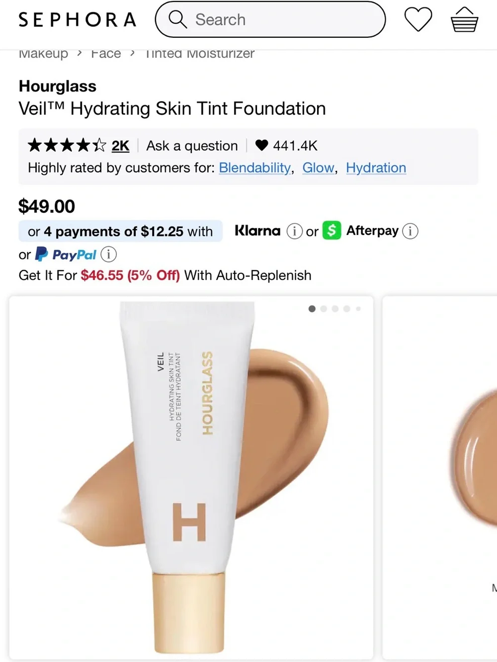 Hourglass Veil Hydrating Skin Tint #10 Medium w Netural Undertones NWT